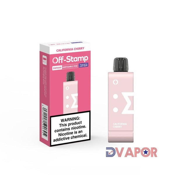 Refill pod for Lost Mary SW9000 disposable vape, 5% nicotine, compatible with Off-Stamp model, shown in close-up.