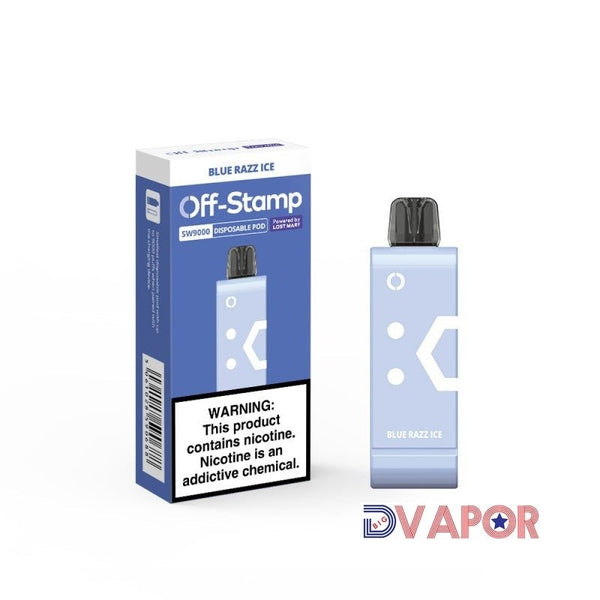 Lost Mary SW9000 disposable vape refill pod, 5% nicotine, compatible with Off-Stamp SW9000 device, featuring clear e-liquid chamber.