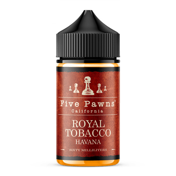 Royal Tobacco e-liquid by Five Pawns in a 60mL bottle, showcasing rich tobacco flavor with elegant packaging.