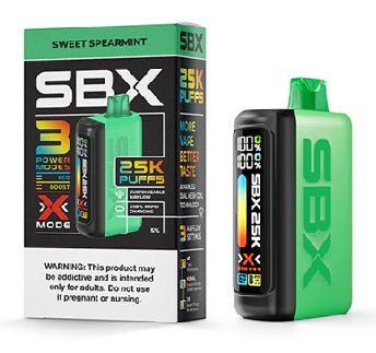 SBX 25k Puff Metatine disposable vape device with sleek design and mouthpiece, designed for easy use and long-lasting vaping.