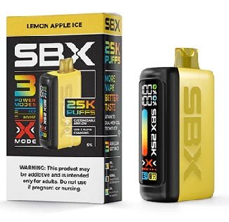 SBX 25k Puff Metatine disposable vape device with sleek design and branding, designed for easy use and portability.