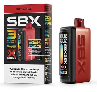 SBX 25k Puff Metatine disposable vape device with sleek design and mouthpiece, designed for vaping convenience.
