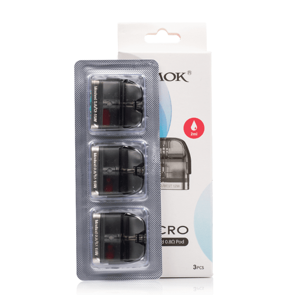 SMOK ACRO replacement vape pods showing clear plastic containers with fill ports and coil openings for the SMOK vape device