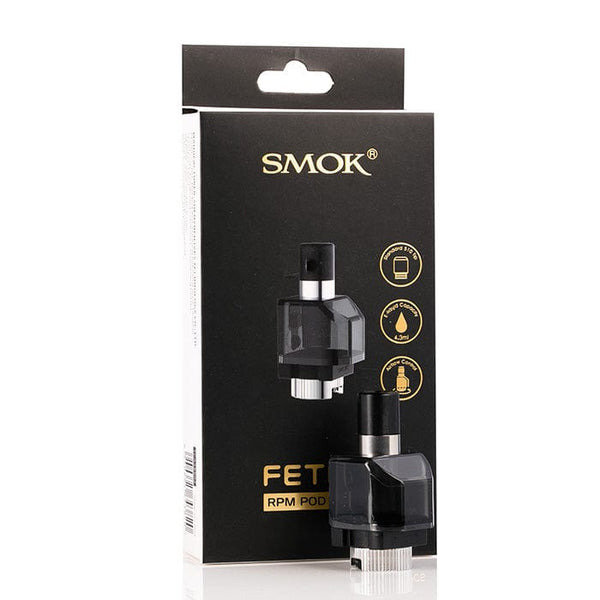 SMOK FETCH Pro replacement pods for vaping device, transparent container with mouthpiece and filling port, designed for SMOK hardware.