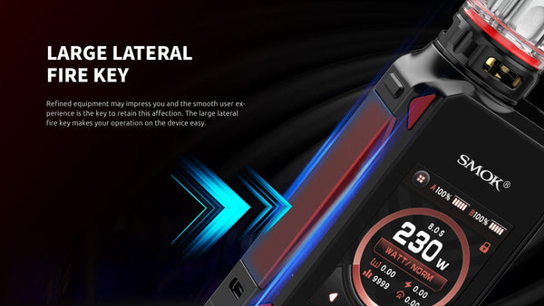 SMOK G-Priv 4 230W Starter Kit with sleek mod and matching tank, featuring digital display and ergonomic design.