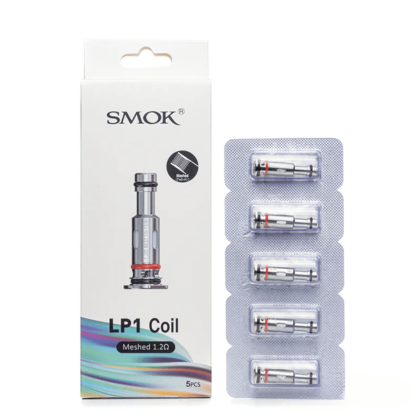 SMOK LP1 replacement coils for vape devices, showing cylindrical coil heads with wicking material for smooth vapor production.