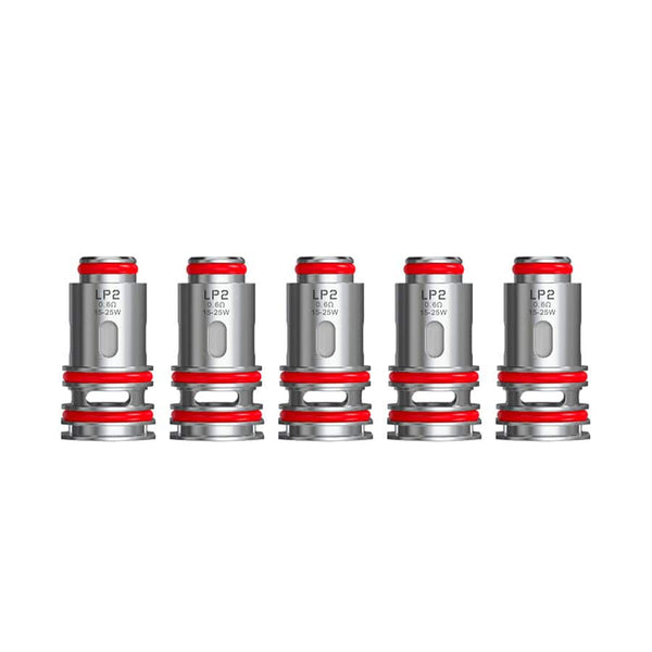 SMOK LP2 replacement coils for vape device, showing multiple coils with metal and cotton components.