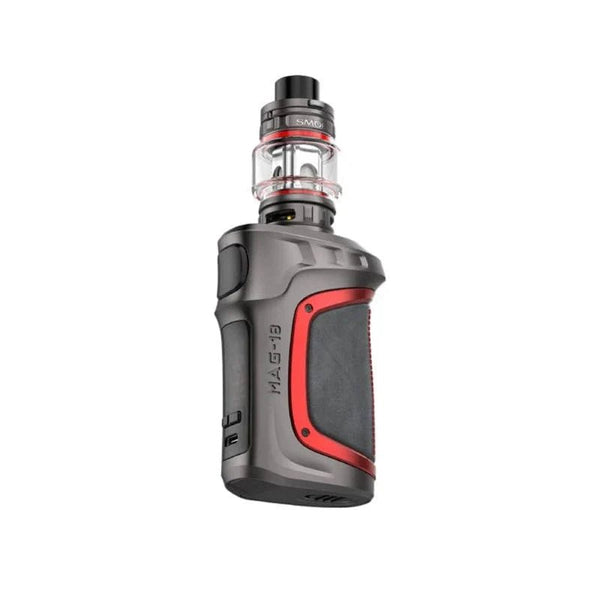 SMOK Mag-18 230W starter kit hardware with sleek black mod and matching tank, featuring ergonomic design and digital display.