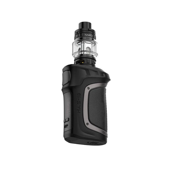 SMOK Mag-18 230W starter kit with mod and tank, featuring a sleek black design and ergonomic grip for vaping.