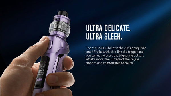 SMOK MAG Solo Starter Kit hardware with sleek design, featuring a mod and tank for vaping enthusiasts.