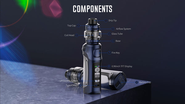 SMOK MAG Solo Starter Kit hardware with compact design, featuring a mod device and included accessories for vaping.