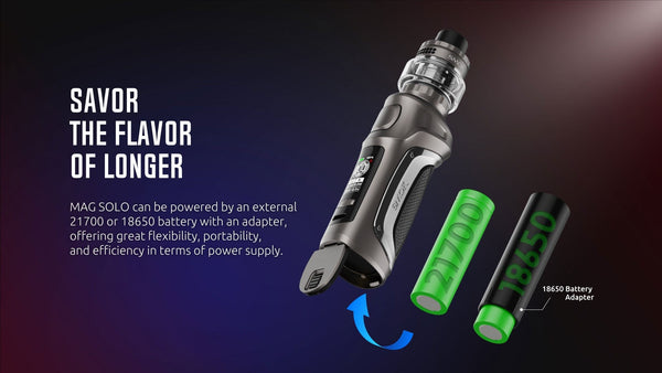 SMOK MAG Solo Starter Kit hardware with sleek black mod and accessories, designed for vaping enthusiasts.