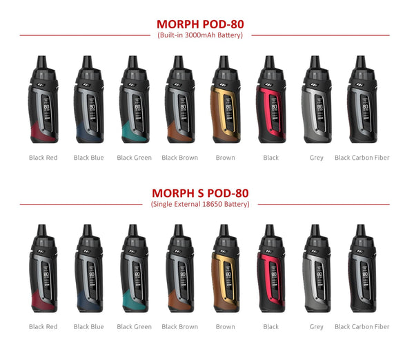 SMOK Morph S Pod-80 Kit hardware with sleek black design, featuring adjustable airflow and compact size for vaping.