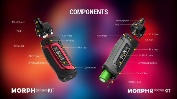 SMOK Morph S Pod-80 Kit hardware with sleek black design, featuring the compact vape device and pod components.