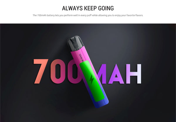 SMOK Nfix Pro 25W pod system hardware showing sleek design with mouthpiece and adjustable airflow on a white background.