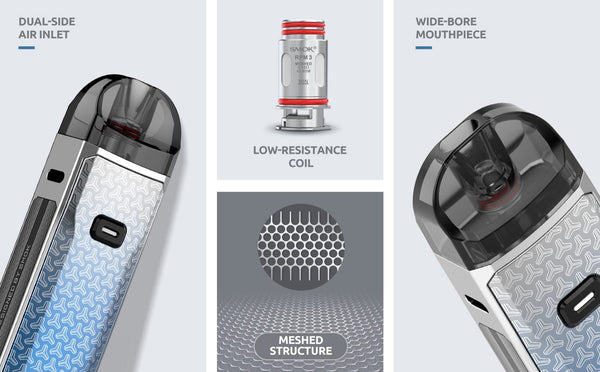 SMOK Nord 5 80W pod system with sleek design, compact hardware for vaping, featuring adjustable wattage and replaceable pod.