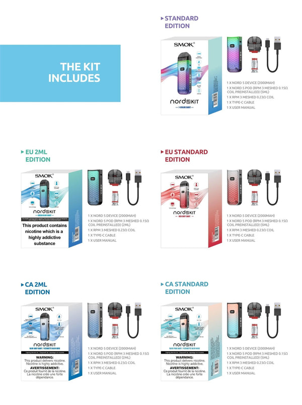 SMOK Nord 5 80W pod system device with a sleek design, featuring a compact hardware setup for vaping.