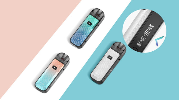 SMOK Nord 5 80W pod system battery device with sleek design and replaceable pods, designed for vaping.