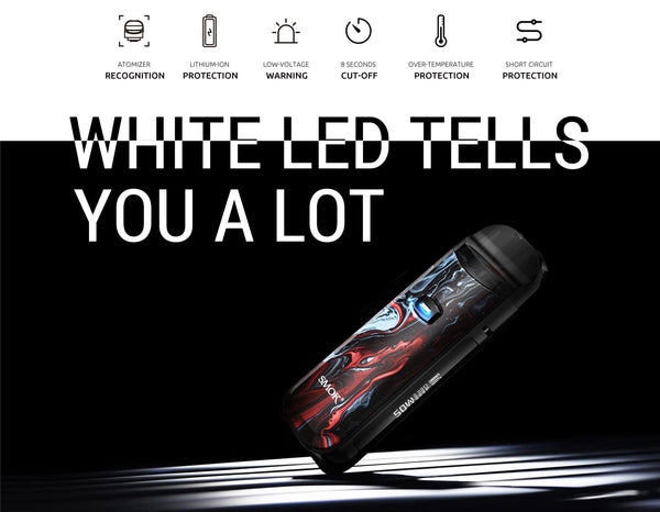 SMOK NORD 50W pod kit with sleek design, featuring adjustable wattage and refillable pod for vaping convenience.