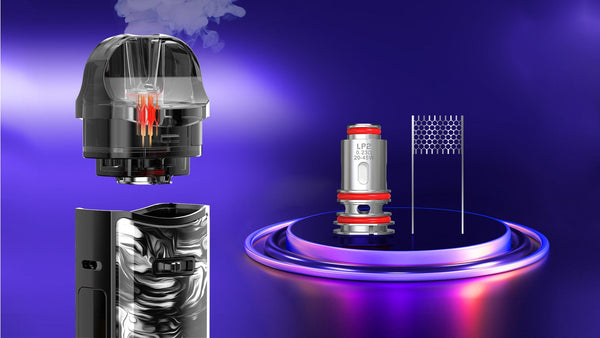 SMOK NORD 50W Pod Kit shown with sleek black hardware and replaceable pod, designed for versatile vaping experiences.