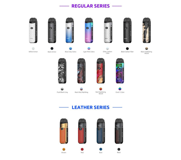 SMOK NORD 50W Pod Kit hardware with sleek design, featuring adjustable wattage and refillable pod system for vaping.