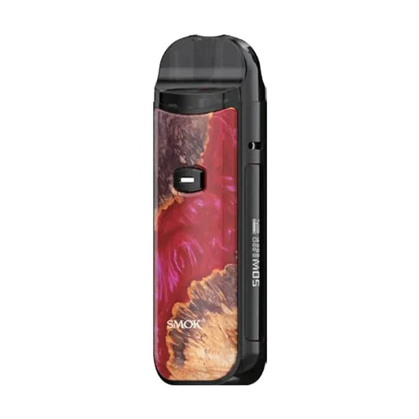 SMOK NORD 50W Pod Kit showing the compact device with pod, buttons, and display screen for vaping hardware.