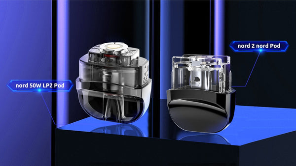 SMOK NORD 50W Pod Kit hardware with sleek design and replaceable pod, ideal for vaping enthusiasts.