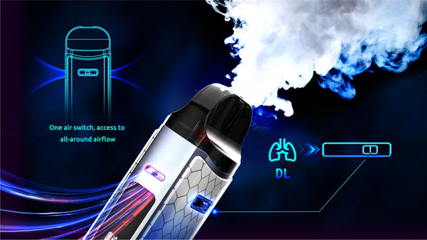 SMOK NORD 50W Pod Kit hardware with sleek design, adjustable wattage, and refillable pod system for vaping.