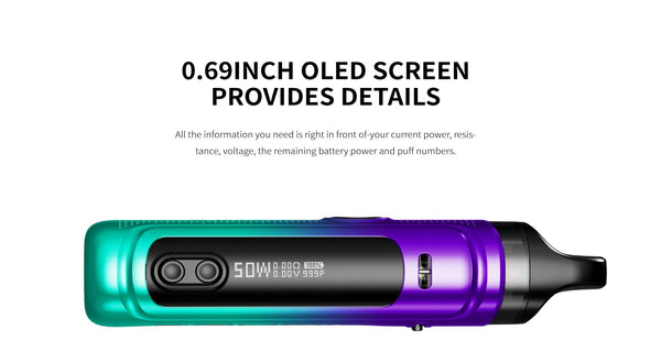 SMOK NORD C 50W Pod Kit hardware with sleek design, compact size, and replaceable pod for vaping enjoyment.