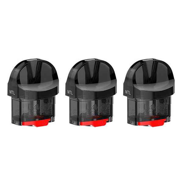SMOK Nord PRO replacement vape pods showing clear plastic construction and mouthpiece for refillable e-cigarette device.