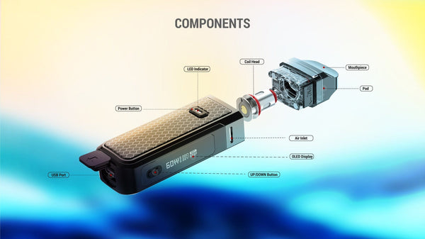 SMOK NORD X 60W pod system device with sleek design and adjustable airflow for vaping.