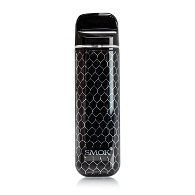 SMOK Novo 2 pod system vape part showing a sleek black device with mouthpiece and cartridge for nicotine vaporization.