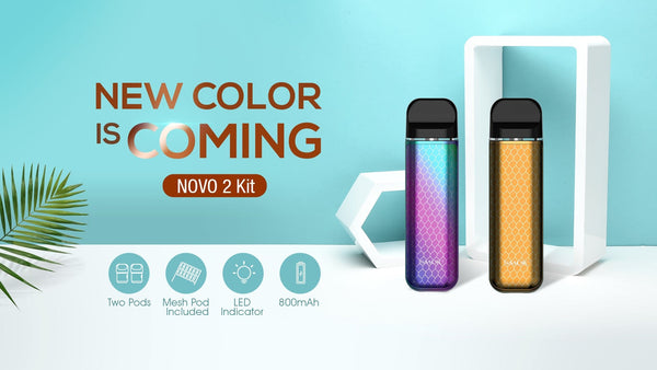 SMOK Novo 2 pod system vape part showing a compact, black portable vaping device with mouthpiece and adjustable airflow