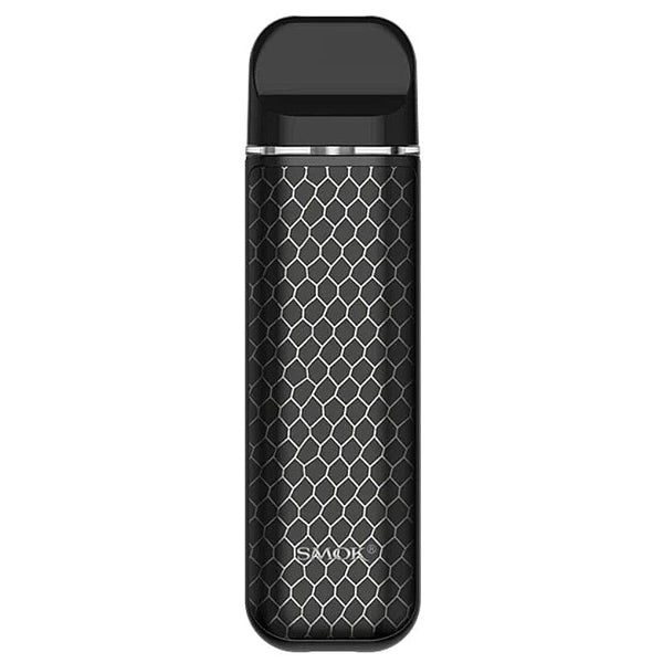 SMOK Novo 2 Pod System vape part showing the compact, sleek black vape device with mouthpiece and control button.