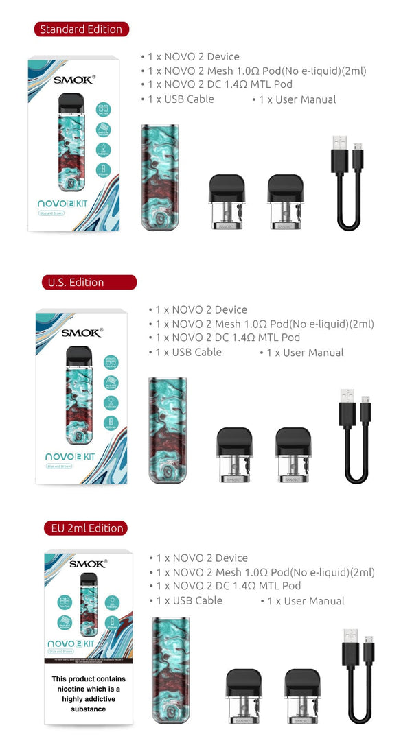 SMOK Novo 2 Pod System vape part showing the compact, black pod device with sleek design and replacement pod attached.