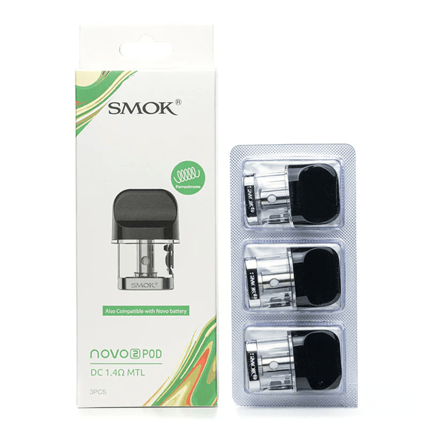 SMOK Novo 2 replacement vape pods for SMOK Novo 2 device, showing clear plastic pods with mouthpiece and filling port