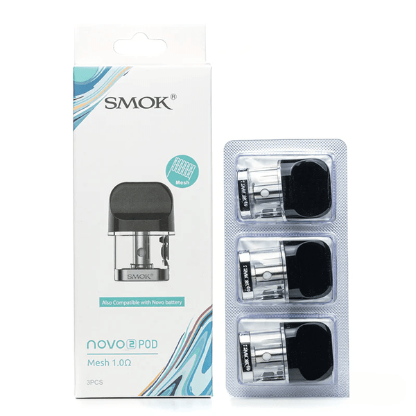 SMOK Novo 2 replacement vape pods for SMOK electronic cigarette device, showing clear plastic pod with mouthpiece.