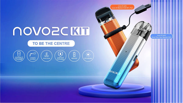 SMOK Novo 2C Pod System hardware with sleek design, compact size, and replaceable pod for vaping.