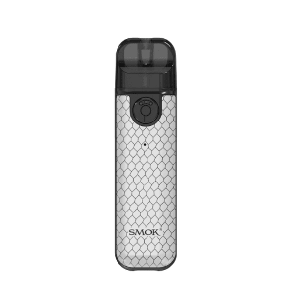 SMOK Novo 4 Mini Pod System hardware showing compact device with mouthpiece and pod cartridge in sleek black design