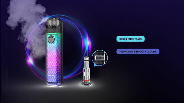 SMOK Novo 4 Mini Pod System hardware with compact design, black color, and integrated pod for vaping.