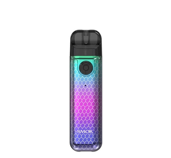 SMOK Novo 4 Mini Pod System hardware device with sleek design and compact size, featuring mouthpiece and control buttons.