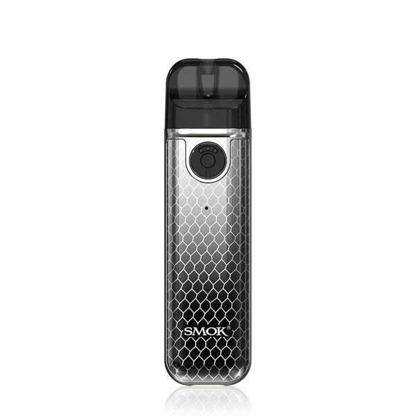 SMOK Novo 4 Mini Pod System hardware with compact design, showing the sleek black device with pod attached.