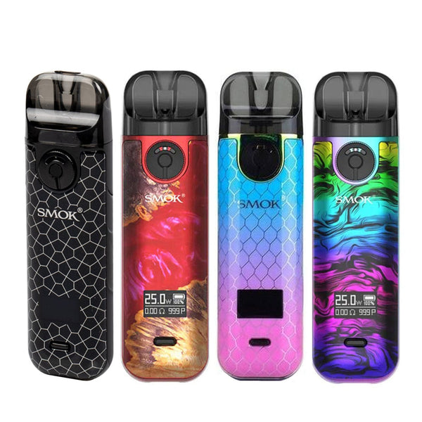SMOK Novo 4 Pod Kit hardware with sleek design, compact size, and replaceable pod system for vaping convenience.