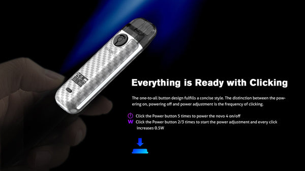 SMOK Novo 4 Pod Kit hardware with sleek design and replaceable pods, compact vaping device for on-the-go use.