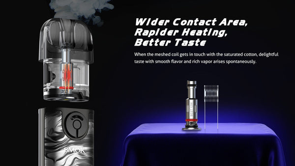 SMOK Novo 4 Pod Kit hardware showing compact vaping device with pod cartridge and sleek design.