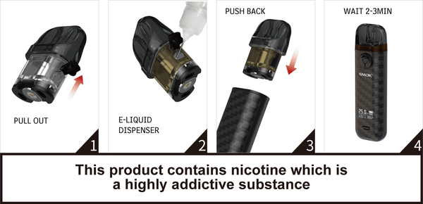 SMOK Novo 4 Pod Kit hardware with sleek design, showing the compact pod device in black and silver finish.