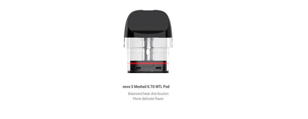 SMOK Novo 5 Pod System hardware with sleek design, compact size, and replaceable pod for vaping convenience.