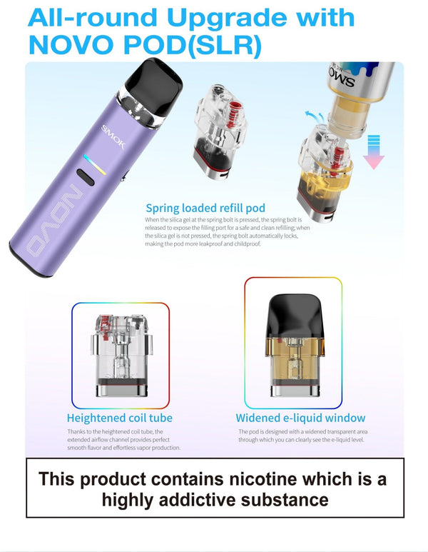 SMOK Novo Eco 30W pod kit showing compact hardware with sleek design and detachable pod for vaping.