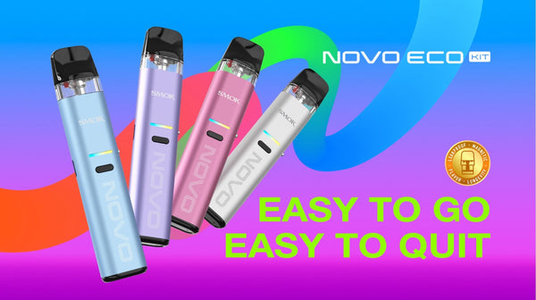 SMOK Novo Eco 30W Pod Kit showing compact hardware with sleek design and pod attachment, ideal for vaping.