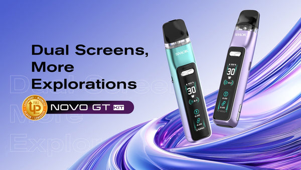 SMOK Novo GT 30W pod system device with sleek design and mouthpiece, compact vaping hardware for on-the-go use.